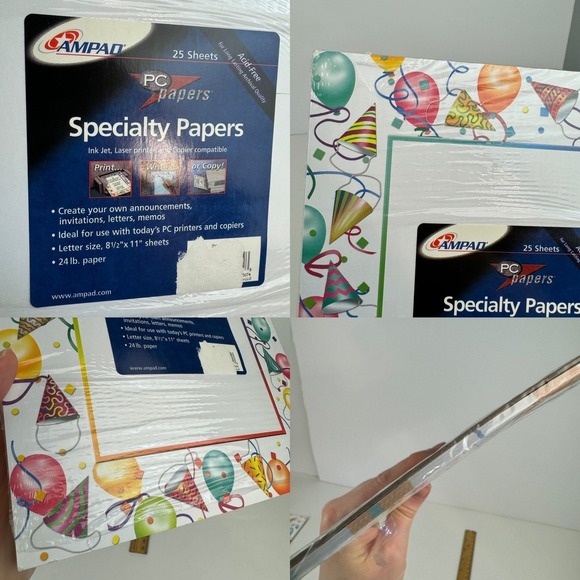 2 Pks Vtg Ampad Party Celebration Special Printer Paper Streamers Hats Open READ - Picture 3 of 7